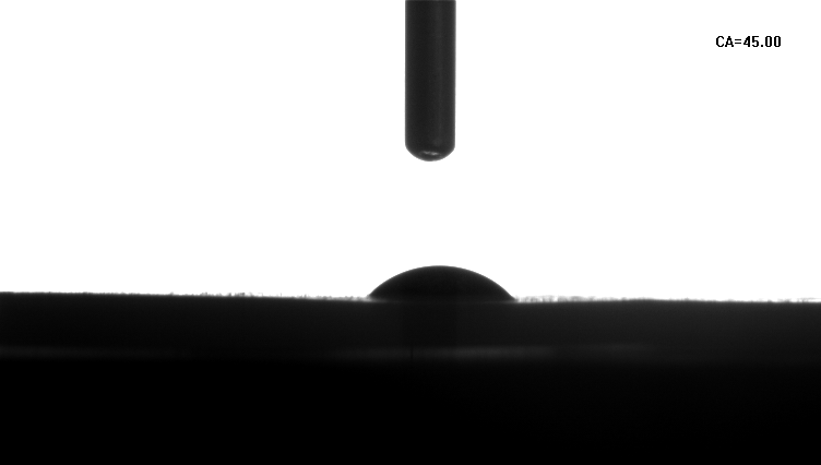 硅橡膠經(jīng)過(guò)等離子處理后，水滴接觸角45°-普樂(lè)斯